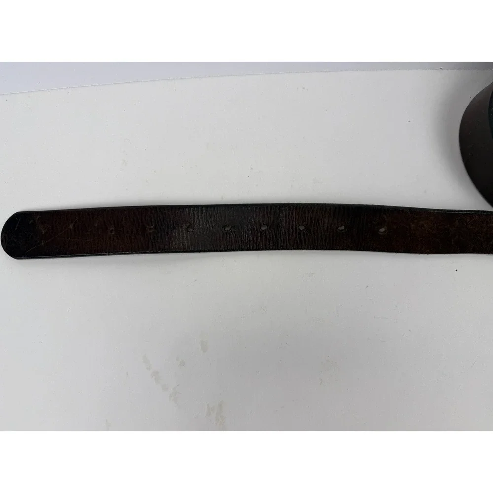 Amish Handcrafted Brown Leather Belt USA Heavy Duty Roller Buckle Distressed
